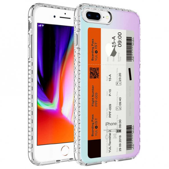 Apple iPhone 8 Plus Kılıf Airbag Kenarlı Renkli Desenli Silikon Elegans Kapak