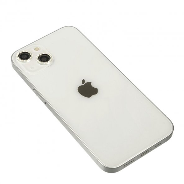 iPhone 14 Plus Diamond Kamera Lens - Gümüş