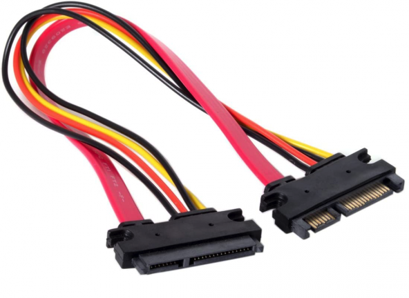 aogo 50cm SATA 22 Pin (7+15) Erkek - Dişi Veri ve Güç Combo Uzatma Kablosu Sata Data Extension Kablo