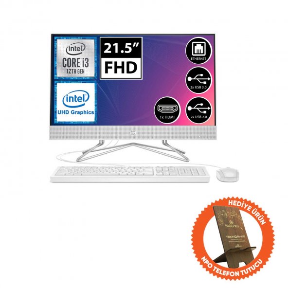 HP 200 G4 5W7P0ES01 i3-1215U 8GB 256SSD 21.5" FullHD FreeDOS All In One Bilgisayar