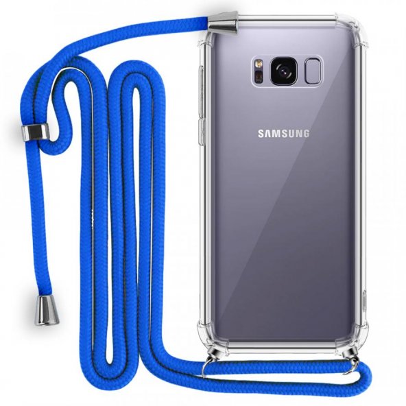 İp Askılı Tank Şeffaf Kılıf Samsung Galaxy S8 Plus Mavi