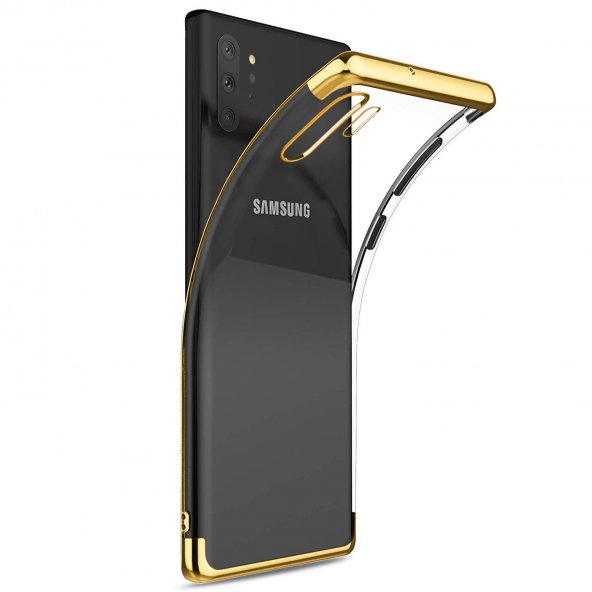 Samsung Galaxy Note 10 Plus Parlak Lazer Silikon Kılıf Gold