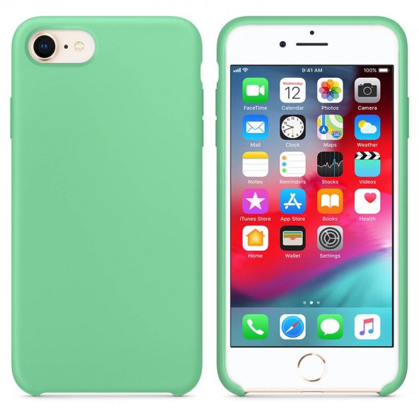 Apple iPhone 8 Altı Açık Liquit Lansman Silikon Mint Yeşil