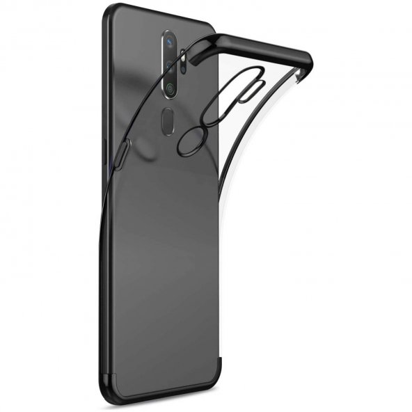Oppo A9 2020 Parlak Lazer Silikon Kılıf Siyah