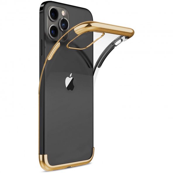 iPhone 12 Pro Max Parlak Lazer Silikon Kılıf Gold
