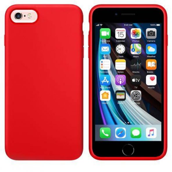Apple iPhone 6S Plus İçi Kadife Silikon Kılıf Kırmızı