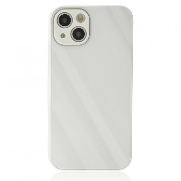 iPhone 14 Plus Kılıf Glass Kapak - Beyaz