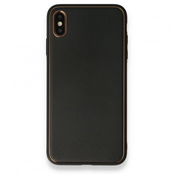 iPhone XS Max Kılıf Coco Deri Silikon Kapak - Siyah