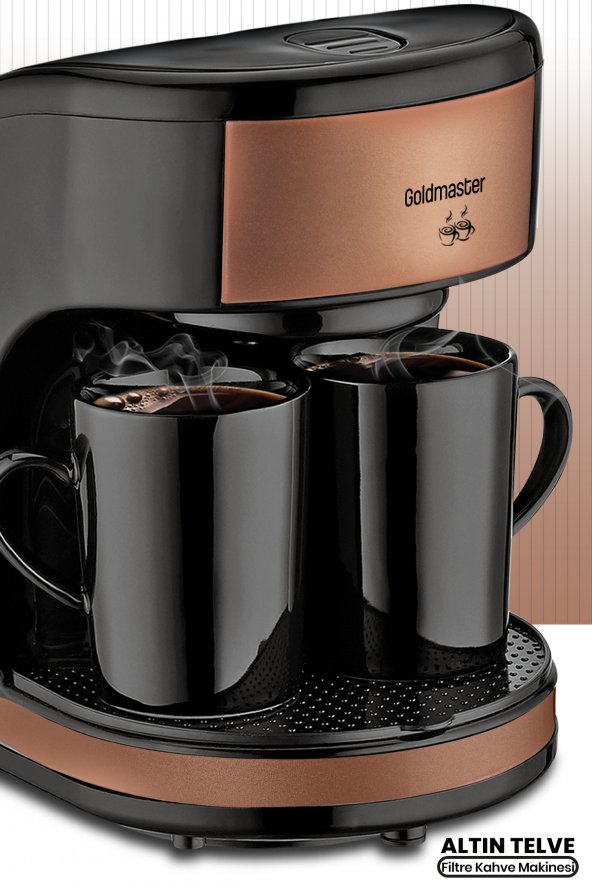 Goldmaster Altıntelve Yıkanabilir ve Temizlenebilir Filtreli Çift Kupalı Filtre Kahve Makinesi
