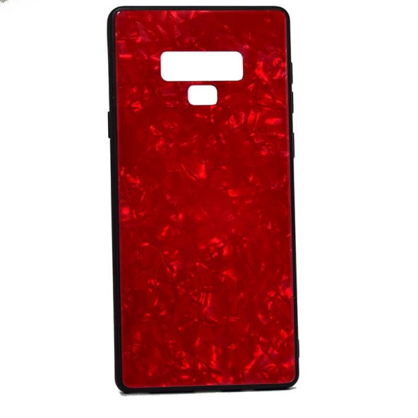 Samsung Galaxy Note 9 Kılıf Marbel Cam Silikon - Kırmızı