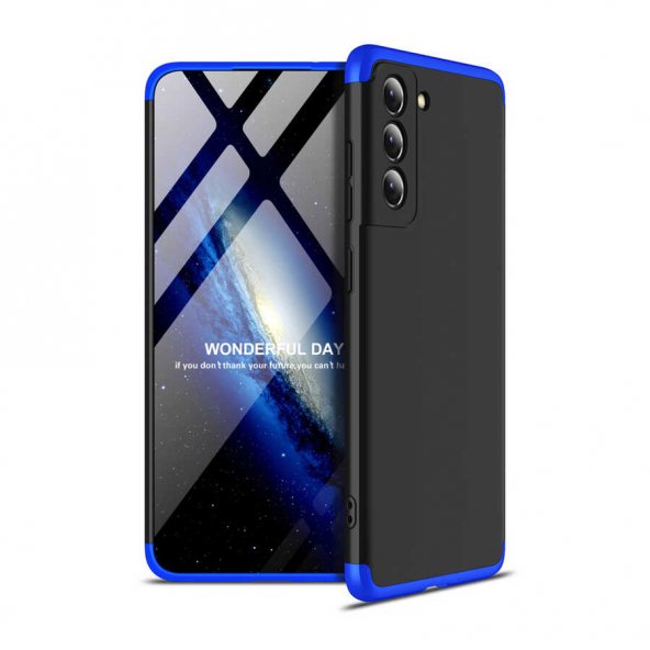 Samsung Galaxy S21 FE Kılıf Ays Kapak - Siyah-Mavi
