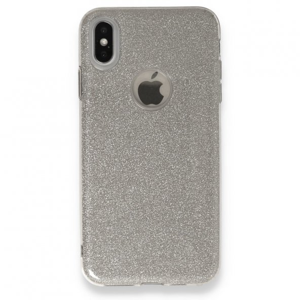 iPhone XS Max Kılıf Simli Katmanlı Silikon - Gümüş