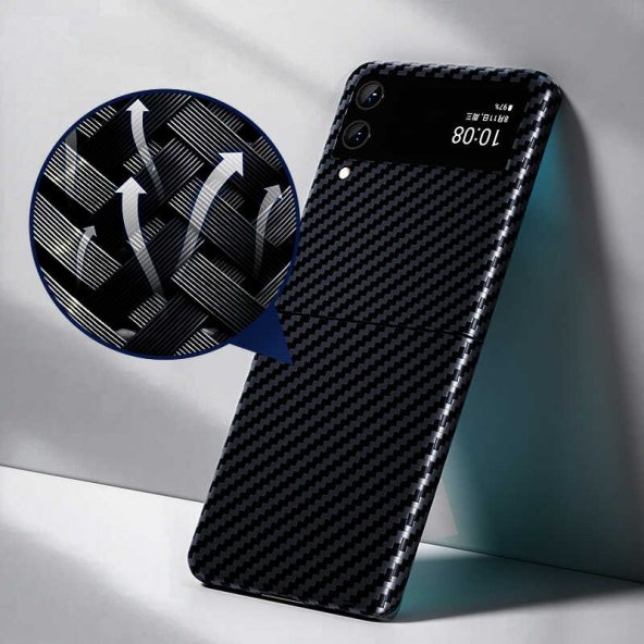 Galaxy Z Flip 3 Kılıf Karbon Desenli Benks Aramid Kapak