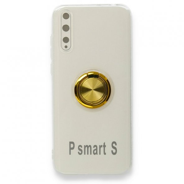 Huawei P Smart S Kılıf Gros Yüzüklü Silikon - Gold