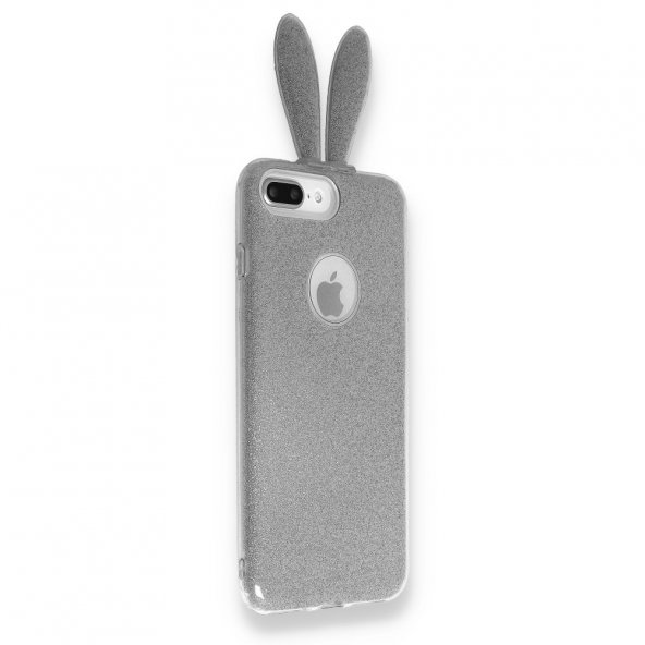 BSSM Samsung Galaxy S10 Kılıf Rabbit Simli Silikon - Gümüş