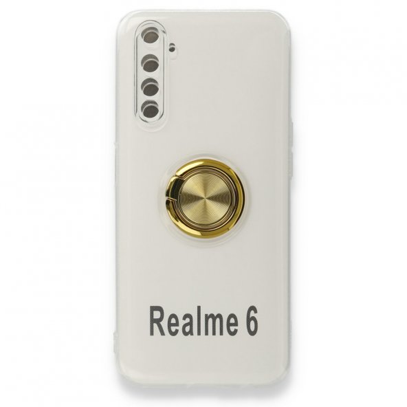 Realme 6 Kılıf Gros Yüzüklü Silikon - Gold