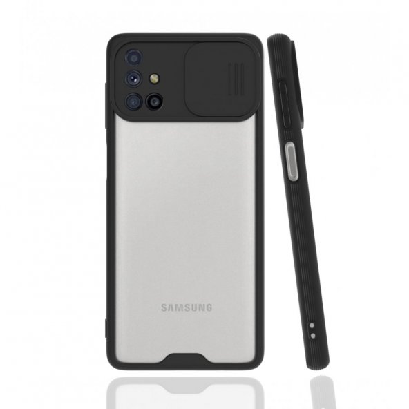 Samsung Galaxy M51 Kılıf Platin Kamera Koruma Silikon - Siyah