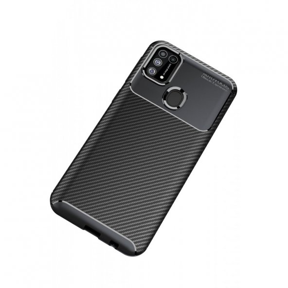 Samsung Galaxy M31 Kılıf Focus Karbon Silikon - Siyah