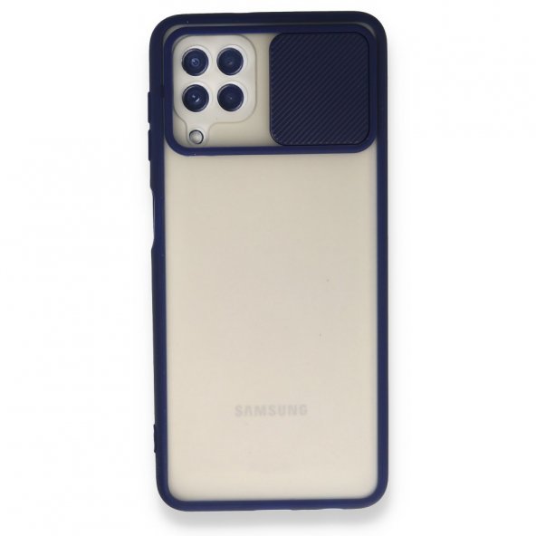 BSSM Samsung Galaxy A22 Kılıf Palm Buzlu Kamera Sürgülü Silikon - Lacivert