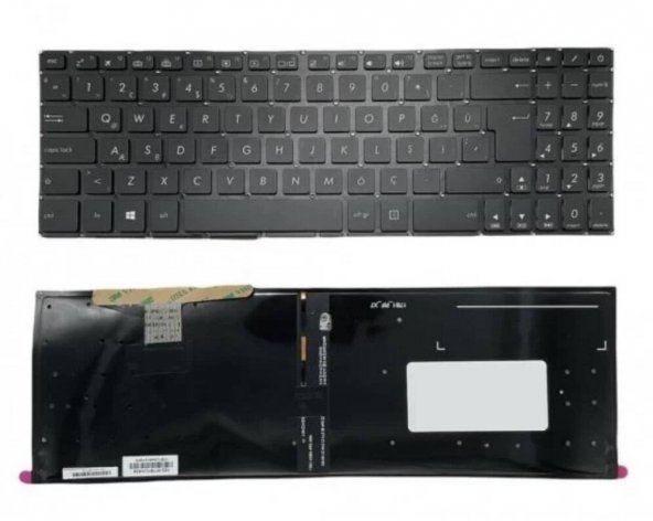 Asus N580GD Uyumlu Notebook Klavyesi - Siyah - TR - Backlit