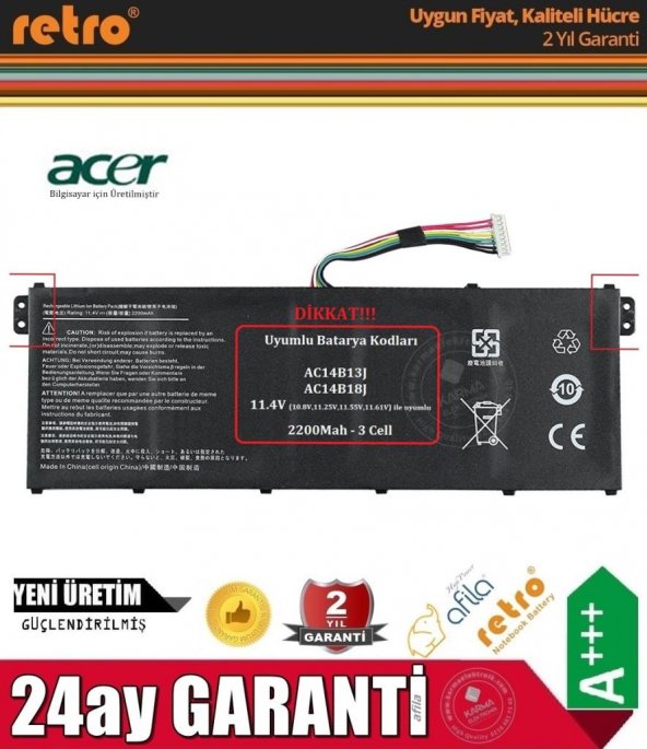Acer Aspire A315-42-R1JJ Notebook Bataryası Pili / 2Cell 7.4V