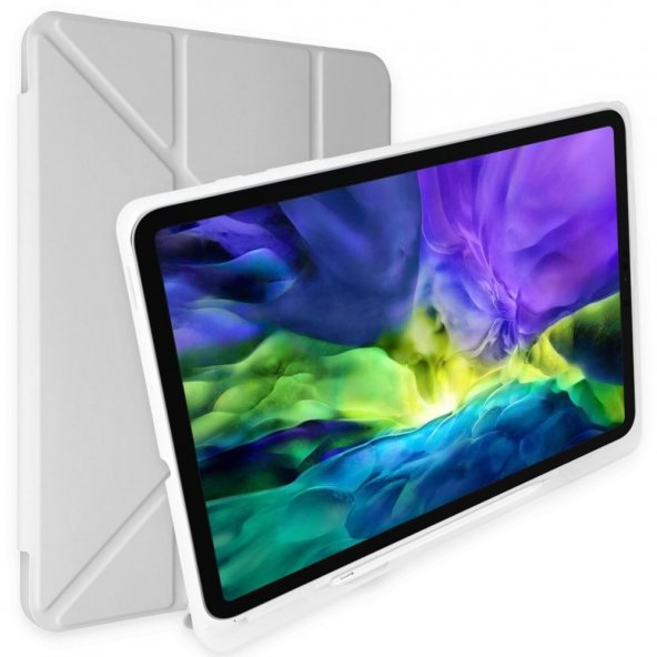 iPad 9.7 (2018) Kılıf Kalemlikli Mars Tablet Kılıfı - Gri
