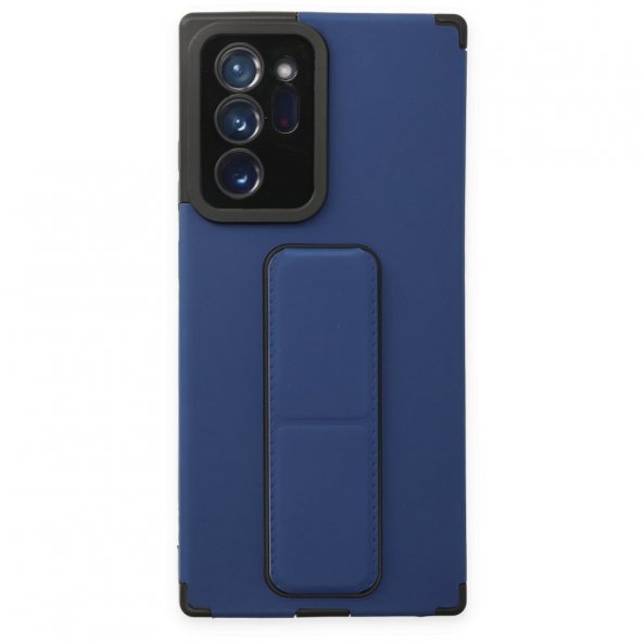 BSSM Samsung Galaxy Note 20 Ultra Kılıf Mega Standlı Silikon - Mavi