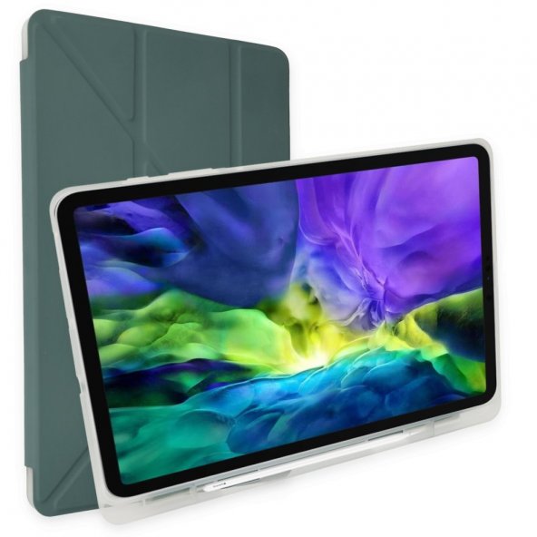 Sinerjim iPad 2022 10.9 (10.nesil) Kılıf Kalemlikli Mars Tablet Kılıfı - Koyu Yeşil