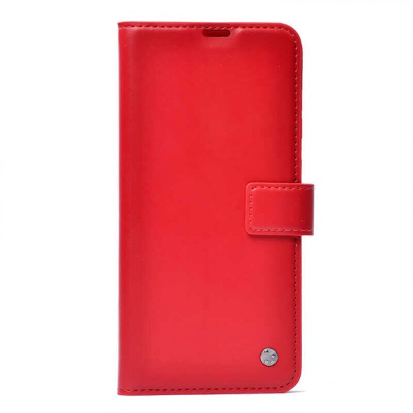 KNY Samsung Galaxy S23 Ultra Kılıf Cüzdanlı Kapaklı Standlı Suni Deri Delux Kırmızı