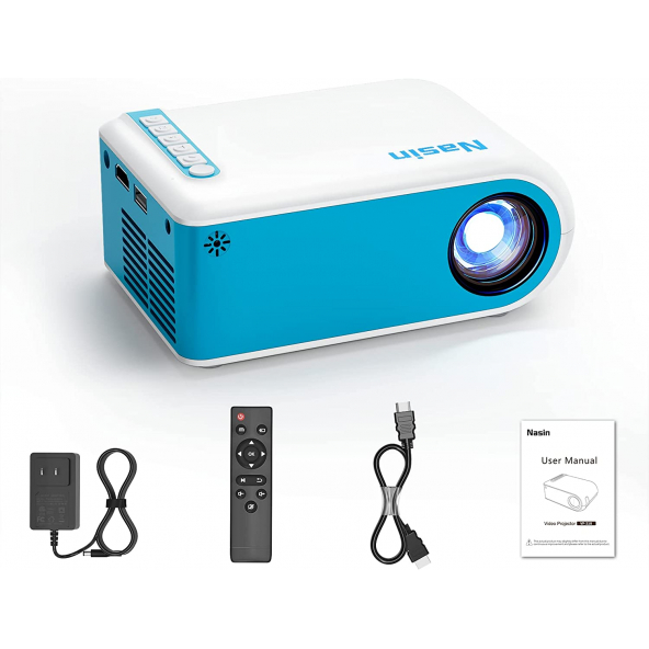 Nasin Mini Projektör Video Projektörü 1080P Desteklenir