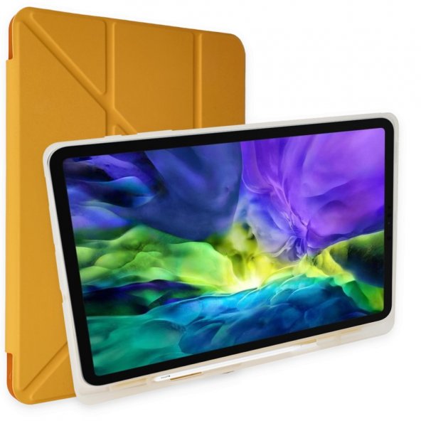 Sinerjim iPad 5 Air 9.7 Kılıf Kalemlikli Mars Tablet Kılıfı - Sarı