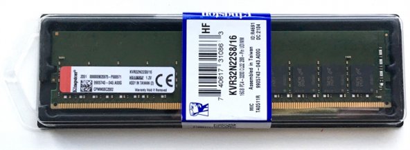 KINGSTON 16 GB 3200 MHZ DDR4 PC RAM KVR32N22S8/16