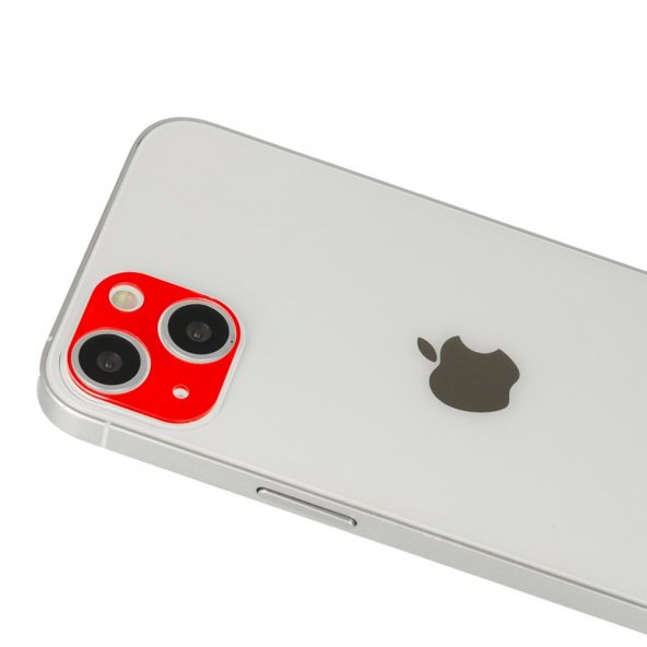 iPhone 13 Mini Rainbow Kamera Lens Koruma Cam - Kırmızı