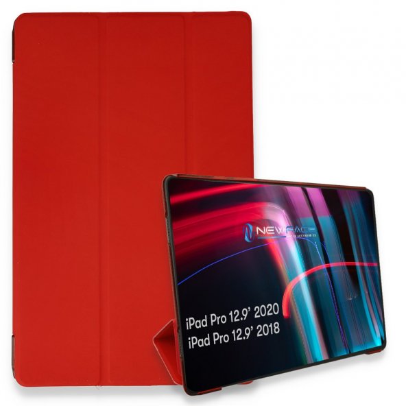 Sinerjim iPad Pro 12.9 (2021) Kılıf Tablet Smart Kılıf - Kırmızı YB7774