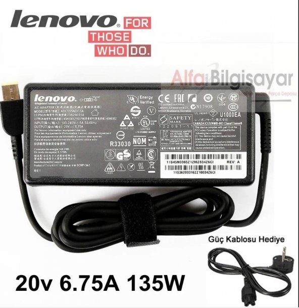 Lenovo 10US0004TX 10US000ATX Adaptör Şarj Cihazı 20v 6.75A