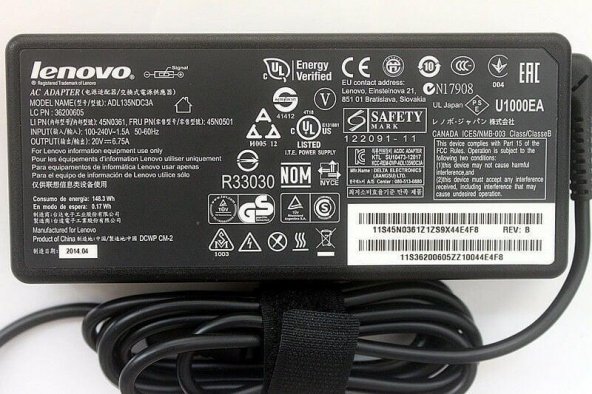 Lenovo IdeaPad 80RU00HVTX 80RU00N4TX Adaptör Şarj Cihazı 20v 6.75A