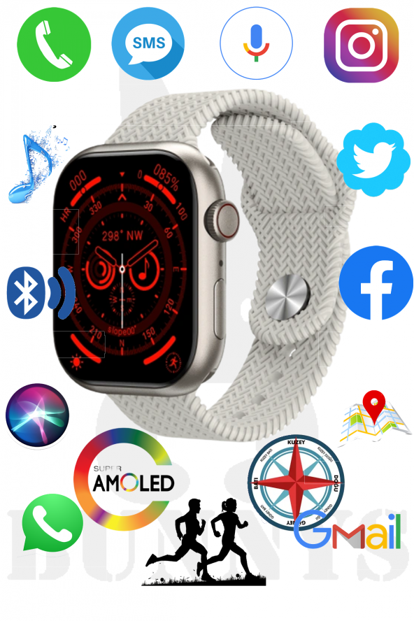 RABBİT STORE Oppo A53 Uyumlu Akıllı Saat Konuşma Özellikli Watch 9 45MM AMOLED EKRAN