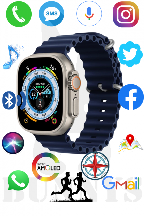 Huawei Uyumlu Akıllı Saat Konuşma Özellikli Watch 8 Ultra 49MM AMOLED EKRAN CV10068