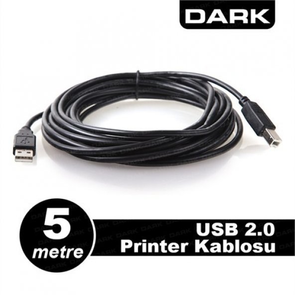 DARK 5m (B-Tip) USB2.0 Yazıcı ve Data Kablosu