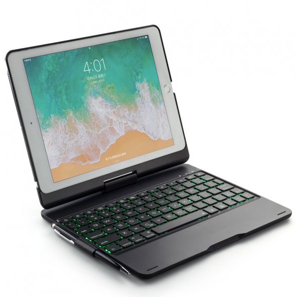 iPad 5 Air 9.7 Kılıf Magic Dönen Klavyeli Tablet Kılıf - Siyah