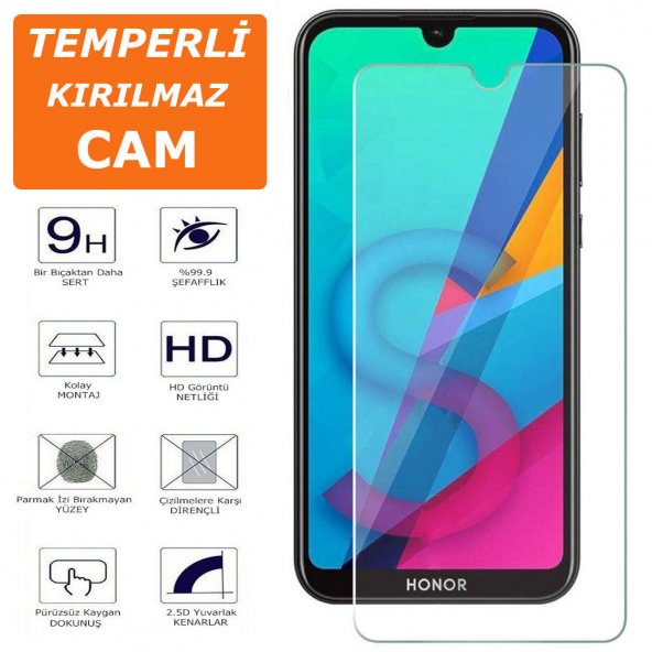 Huawei Honor 8S Ekran Koruyucu 9H Parlak 2.5D Şeffaf Temperli Kırılmaz Cam Ekran Koruma HD (SG26LUA)