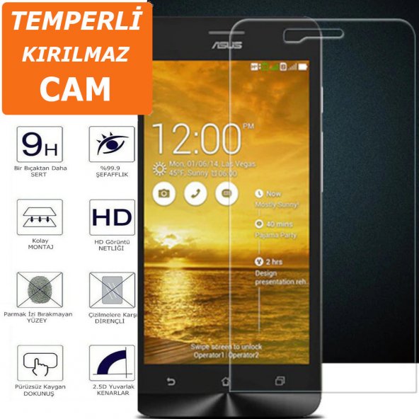 Asus Zenfone 5 (2014) A501CG 5.0" Ekran Koruyucu 9H Temperli Kırılmaz Cam Ekran Koruma HD (YV70BKT)