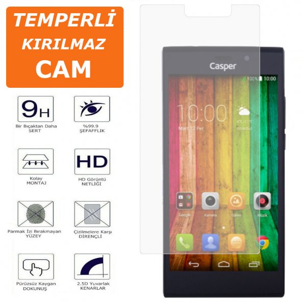 Casper Via V6x Ekran Koruyucu 9H Parlak 2.5D Şeffaf Temperli Kırılmaz Cam Ekran Koruma HD (IH72MOV)
