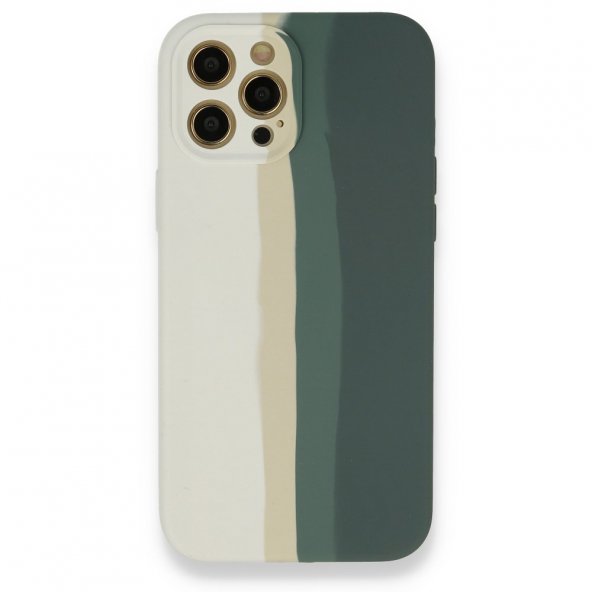 iPhone 12 Pro Kılıf Ebruli Lansman Silikon - Beyaz-Gri