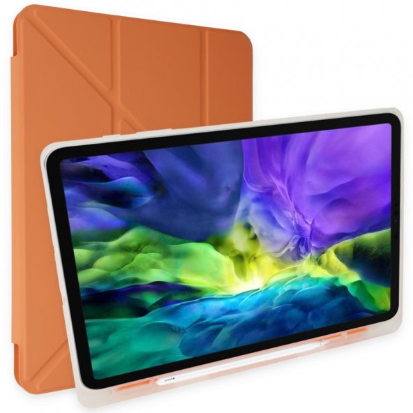 iPad 9.7 (2018) Kılıf Kalemlikli Mars Tablet Kılıfı - Turuncu