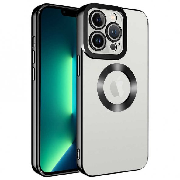 Apple iPhone 13 Pro Max Kılıf Kamera Lens Korumalı Logo Gösteren Parlak Kenarlı Kapak (OMEGA)