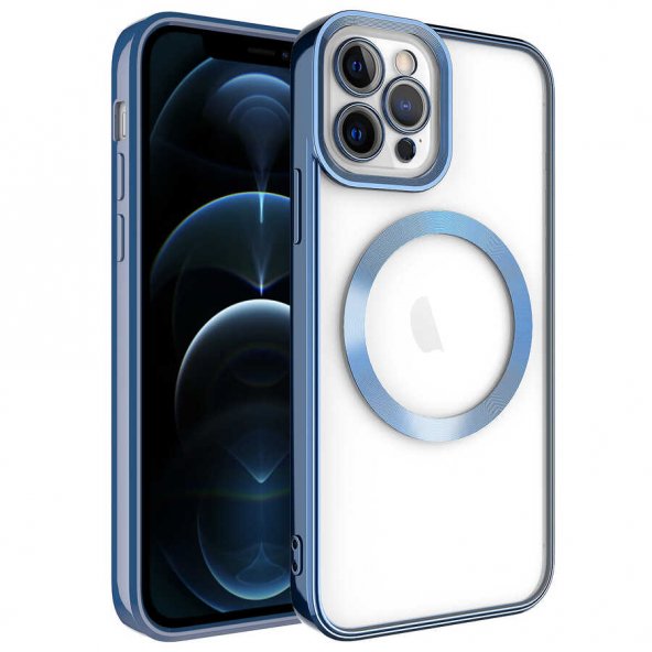 Apple iPhone 12 Pro Kılıf Magsafe Wireless Destekli Kamera Korumalı Kenarları Renkli Kapak (SETRO)