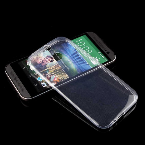 HTC One M8 Şeffaf Kılıf Yumuşak İnce Tasarımlı Kapak (SÜPER)
