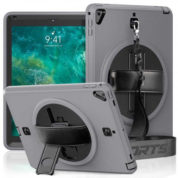 iPad Air 2 9.7 Kılıf Strap-C Otterbox Tablet Kapak - Gri