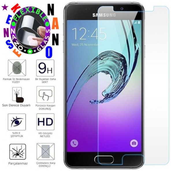 Samsung Galaxy A7 2016 Nano Ekran Koruyucu Kırılmaz Nano Cam Esnek Flexible Glass Koruma HD (WE06RAO)